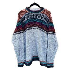 Men's Alpaca Chasqui Manos Andinas Multicolor Patterned Sweater Sweater Size M/L